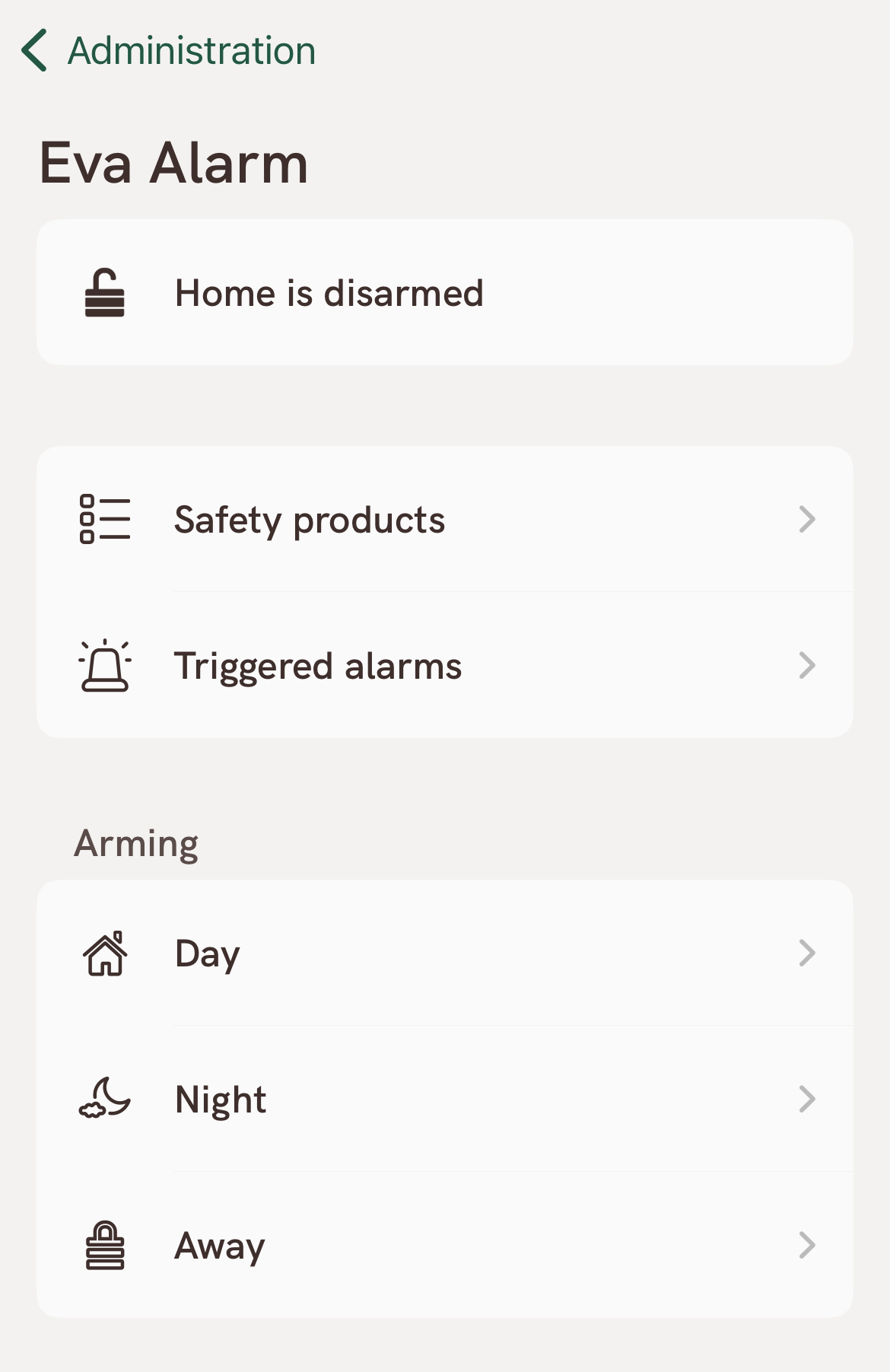 Alarm settings Eva Customer Support